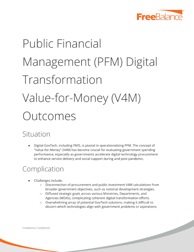 Public Financial Management (PFM) Digital Transformation Value-for-Money (V4M) Outcomes